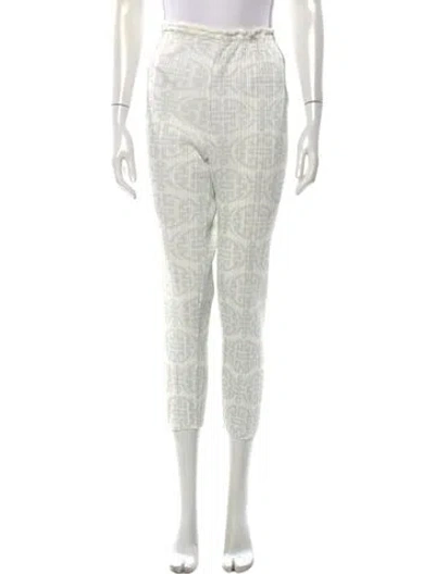 Pre-owned Issey Miyake Patterned Straight Leg Pants In White
