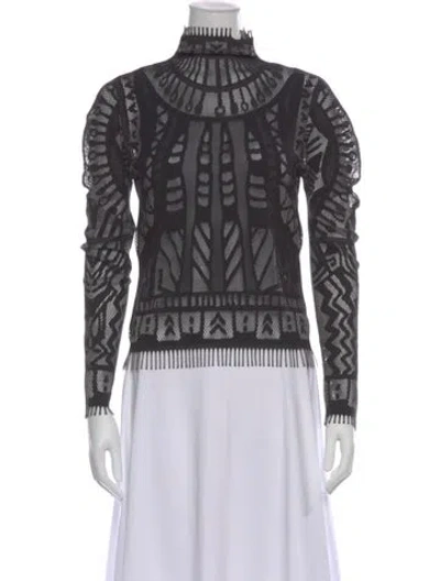 Pre-owned Issey Miyake Patterned Turtleneck Top In Gray