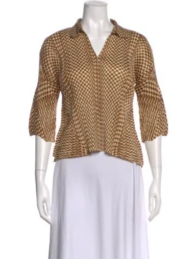 Pre-owned Issey Miyake Patterned V-neck Top In Multi