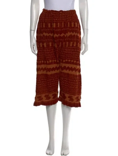 Pre-owned Issey Miyake Patterned Wide Leg Pants In Orange