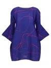 Issey Miyake Abstract Pattern Knee-length Dress With Wide Sleeves In Blue