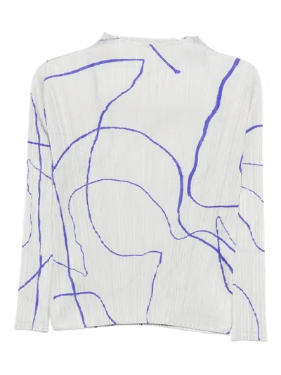 Issey Miyake Pause Graphic Blouse In White