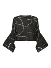 Issey Miyake Abstract Pattern Cropped Cardigan With Flared Sleeves In Black