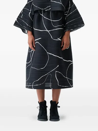 Issey Miyake Pause Pleated Midi Skirt In Black