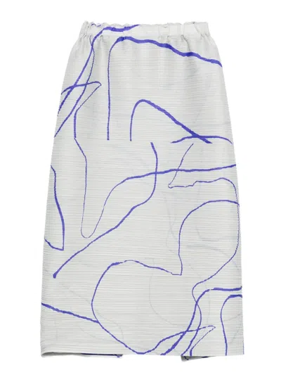 Issey Miyake Pause Pleated Skirt In Blue