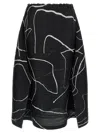 Issey Miyake Abstract Pattern Knee-length Skirt With Elastic Waistband In Black