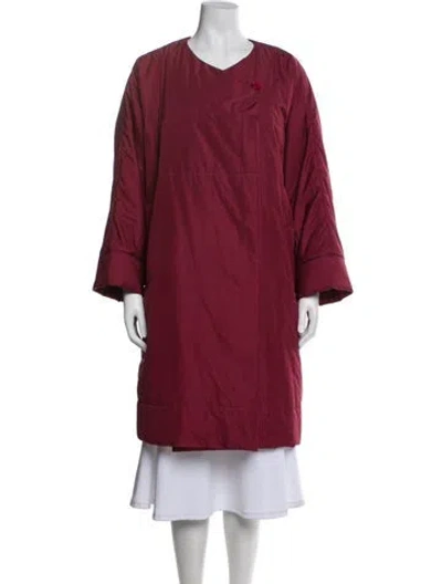 Pre-owned Issey Miyake Peacoat In Burgundy