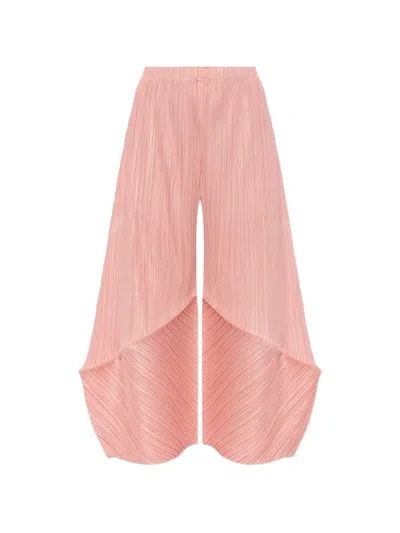Issey Miyake 플리츠 와이드 팬츠 In Pink