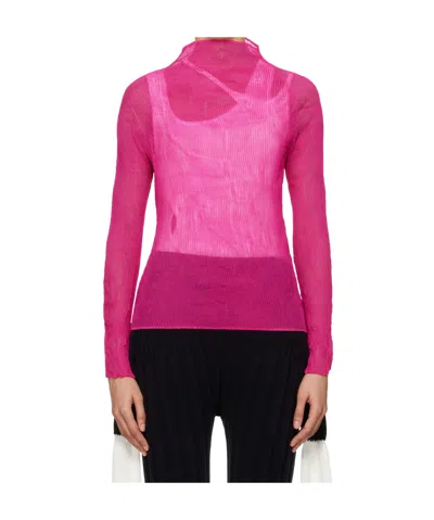 Issey Miyake Pink Chiffon Twist 3 Turtleneck