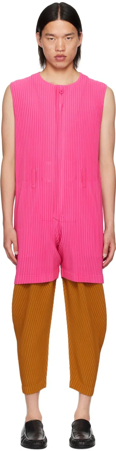 Issey Miyake Pink Colorful Pleats Jumpsuit In 25-deep Pink
