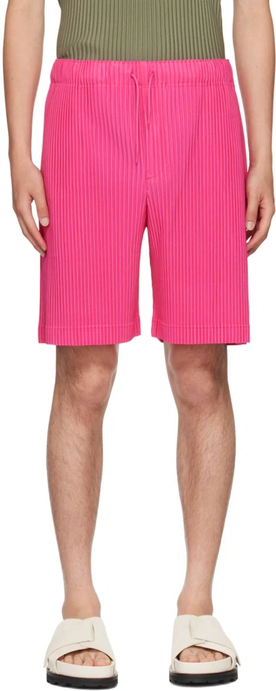 Issey Miyake Pink Colourful Pleats Shorts In 25-deep Pink