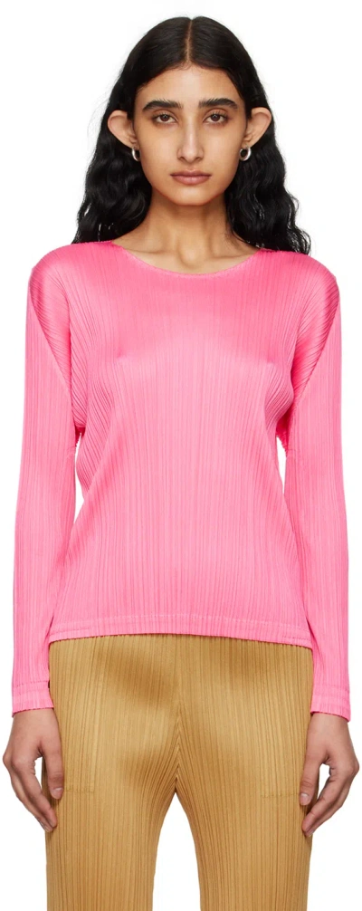 Issey Miyake Pink Monthly Colors February Long Sleeve T-shirt In 23 Bright Pink