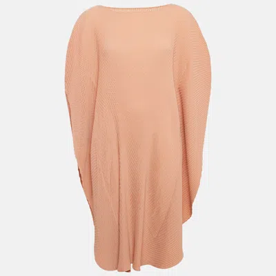 Pre-owned Issey Miyake Pink Plisse Asymmetric Kaftan Dress M
