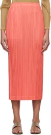 Shop Issey Miyake Pink Thicker Bottoms 1 Midi Skirt In 26 Coral Pink