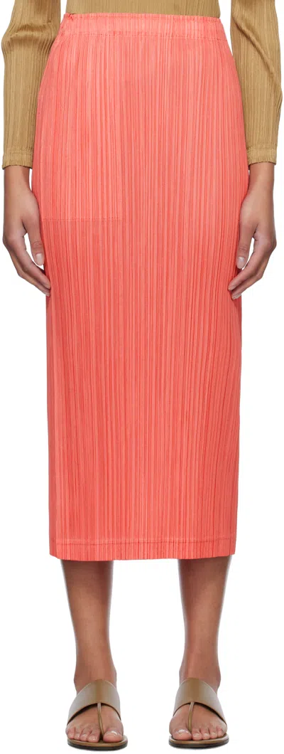 Issey Miyake Pink Thicker Bottoms 1 Midi Skirt In 26 Coral Pink