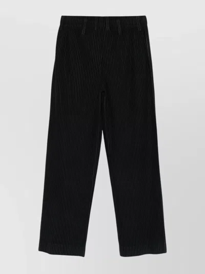 Issey Miyake Pinstripe Pattern Straight Trousers In Black
