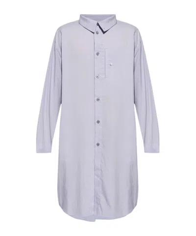 Issey Miyake Pl Ramie Folded-yoke Longline Shirt In White