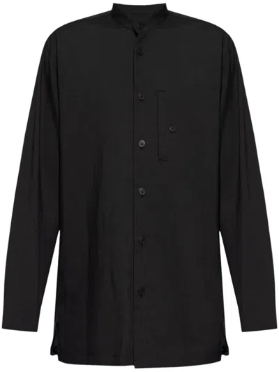 Issey Miyake Pl Ramie Folded-yoke Shirt In Black