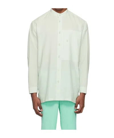 Issey Miyake Pl Ramie Folded-yoke Shirt In White