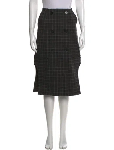 Pre-owned Issey Miyake Plaid Print Knee-length Skirt In Black