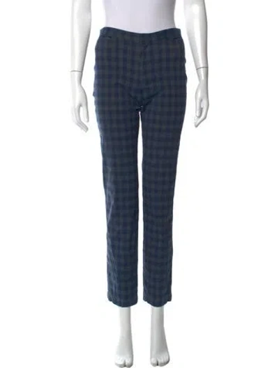 Pre-owned Issey Miyake Plaid Print Straight Leg Pants In Blue