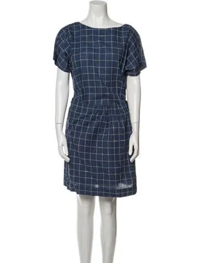 Pre-owned Issey Miyake Plantation Vintage Mini Dress In Blue
