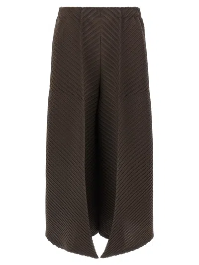 Issey Miyake Plaster Pleats Solid Pants In Brown