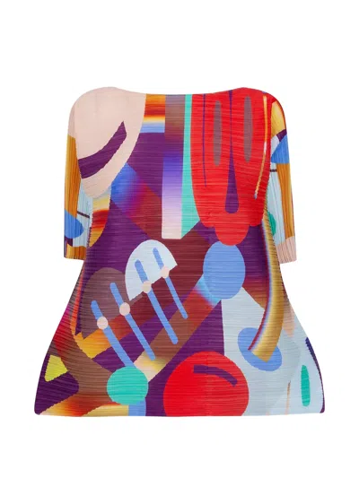 Issey Miyake Playground Pleated T-shirt In Multi