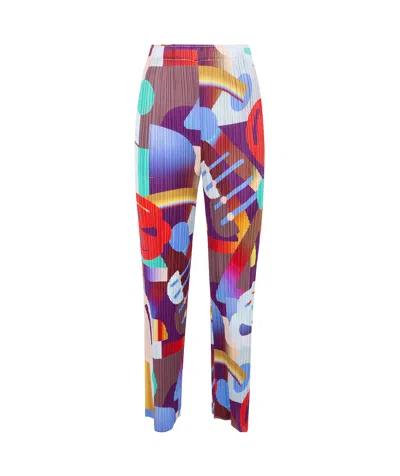 Issey Miyake Playground Abstract-print Pleated Trousers In Multi