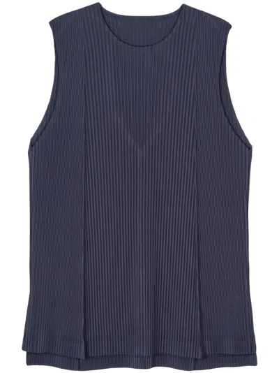 Issey Miyake Pleat-detail Plissé-effect Tank Top In Blue