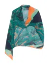 Issey Miyake Pleated Abstract-print Scarf In Green
