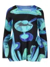 Issey Miyake Pleated Abstract-print Top In Black