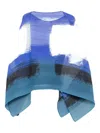 Issey Miyake Pleated Abstract-print Top In Blue