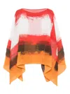 Issey Miyake Pleated Abstract-print Top In Red