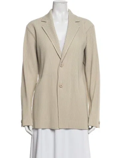 Pre-owned Issey Miyake Pleated Accents Blazer In Neutral