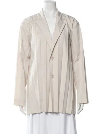 Pre-owned Issey Miyake Pleated Accents Blazer In White