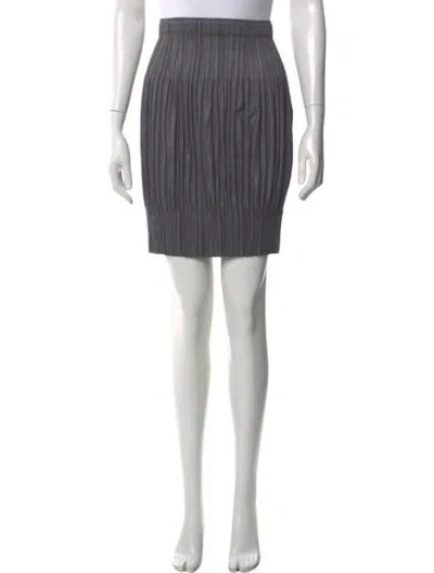 Pre-owned Issey Miyake Pleated Accents Knee-length Skirt In Gray