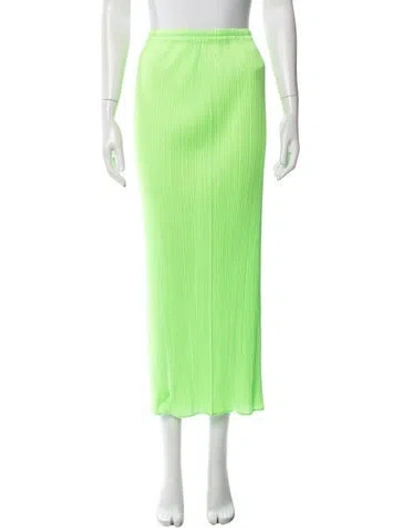 Pre-owned Issey Miyake Pleated Accents Long Skirt In Green