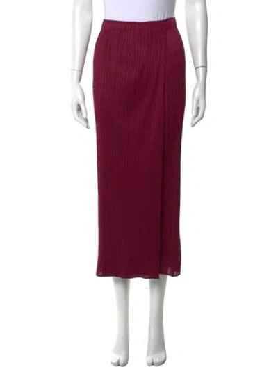 Pre-owned Issey Miyake Pleated Accents Long Skirt W/ Tags In Burgundy