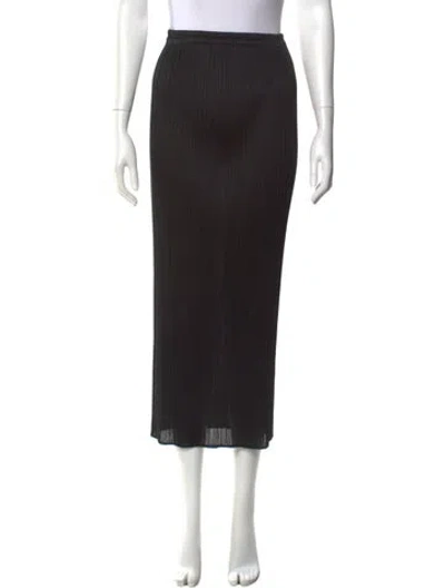 Pre-owned Issey Miyake Pleated Accents Midi Length Skirt In Black