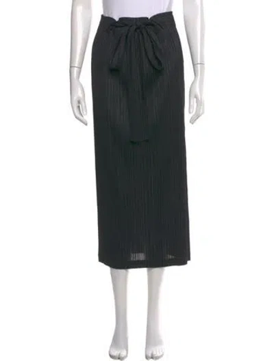 Pre-owned Issey Miyake Pleated Accents Midi Length Skirt In Black