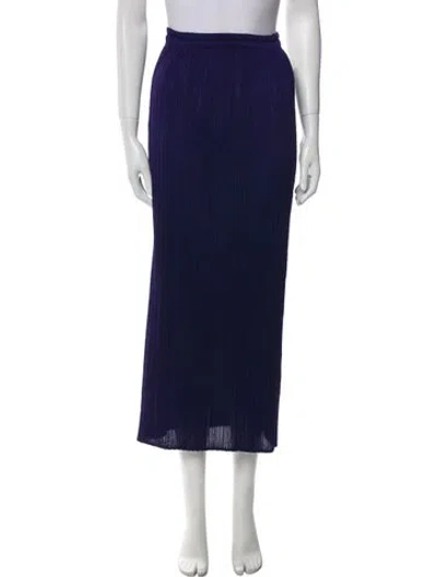 Pre-owned Issey Miyake Pleated Accents Midi Length Skirt In Blue