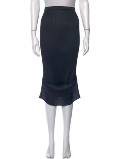 Pre-owned Issey Miyake Pleated Accents Midi Length Skirt In Blue