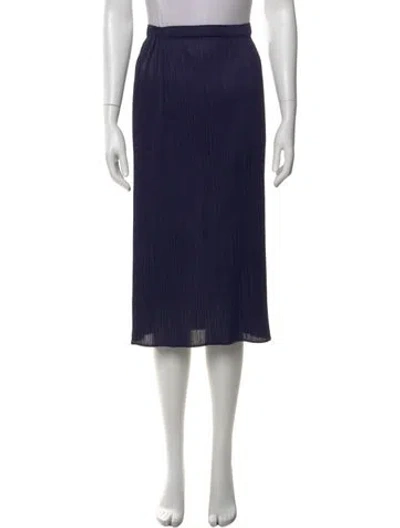 Pre-owned Issey Miyake Pleated Accents Midi Length Skirt In Blue