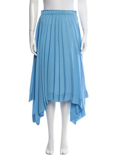 Pre-owned Issey Miyake Pleated Accents Midi Length Skirt In Blue