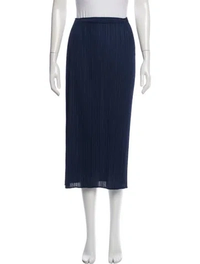Pre-owned Issey Miyake Pleated Accents Midi Length Skirt In Blue