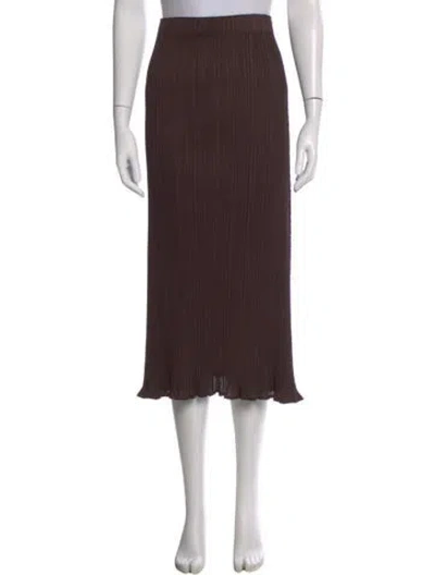 Pre-owned Issey Miyake Pleated Accents Midi Length Skirt In Brown