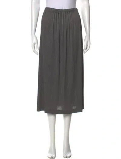 Pre-owned Issey Miyake Pleated Accents Midi Length Skirt In Gray