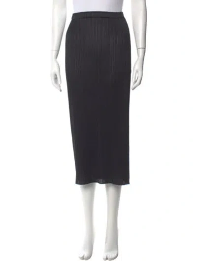 Pre-owned Issey Miyake Pleated Accents Midi Length Skirt In Gray