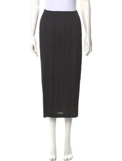 Pre-owned Issey Miyake Pleated Accents Midi Length Skirt In Gray